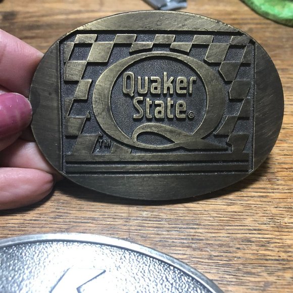 Vintage Lot of 2 Belt Buckles Quaker State and Hawk Bilt - Picture 7 of 8